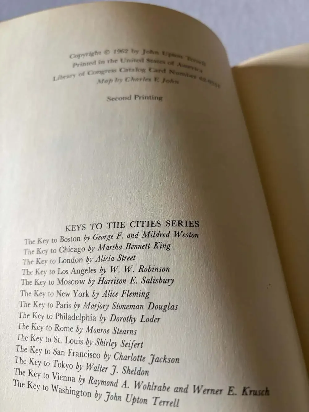 The Key to Washington by John Upton Terrell, 1962 Keys to the Cities Series